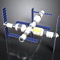 Orbital Space Station Modular Structure Featuring Extended Solar Panel Arrays