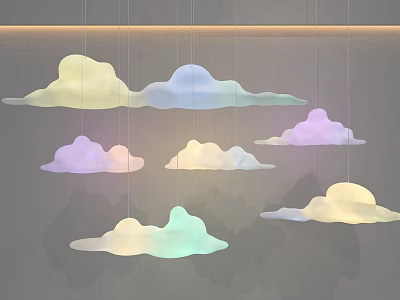 Unique Shaped Cloud Design Pendant Lights With Soft Colorful Lighting For Modern Home Decor 3d model