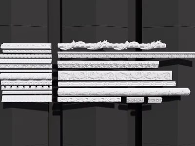 Decorative Gypsum Mouldings with Various Patterns and Styles for Interior Design 3d model