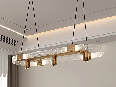 Modern Gold Circular Chandelier With Transparent Glass And Metal Frame For Dining Room 3d model