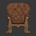Classic Upholstered Armchair With Carved Wooden Frame Velvet Fabric And Curved Legs