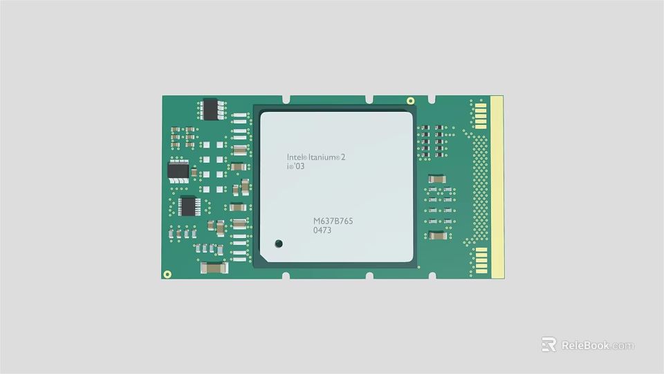 Green Industrial Circuit Board With Electronic Components And Integrated Circuit 3d model
