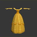 Man In Yellow Dress 3D Model With Long Sleeves And Ruffled Skirt Design