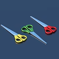 Colorful Household Scissors with Yellow Green Red Handles and Silver Blades