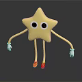 Yellow Star Cartoon With Big Eyes Arms Legs White Gloves Red Shoes On Black Background