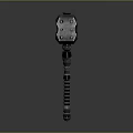 Intricate Metal Hammer With Angular Head And Spiral Textured Handle Featuring Decorative Carvings