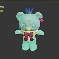 Pink Plush Doll With Golden Crown Star On Forehead And Blue Polka Dot Bow Tie