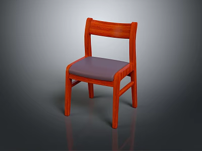 Modern Wooden Frame Leisure Chair With Gray Padded Seat And Straight Backrest 3d model