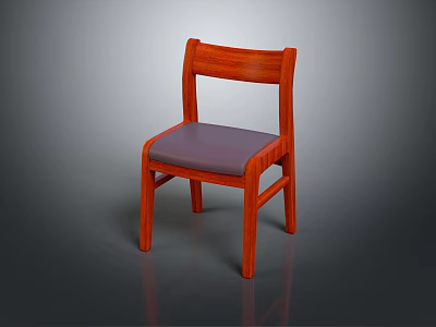 Modern Wooden Frame Leisure Chair With Gray Padded Seat And Straight Backrest 3d model