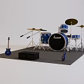 Blue Ludwig Drum Set With Electric Guitars Cymbals And Amplifier Equipment
