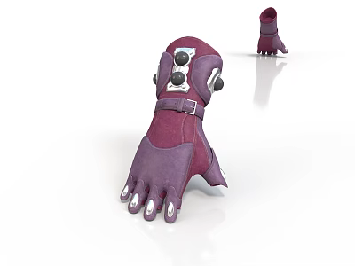 Purple Mechanical Glove With Multiple Buttons Metal Components And Straps 3d model