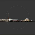 Railroad Tracks Scene With Small Red Roof Building Signal Light And Gravel Bed
