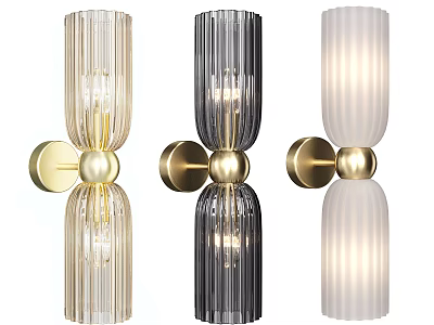 Modern Glass Wall Sconces Featuring Golden Base And Transparent Black White Designs 3d model