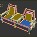 Two Bamboo Wicker Chairs With Wooden Frame For Outdoor Leisure Seating