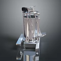 Stainless Steel Cylindrical Industrial Device With Handle And Base Stand 3d model