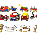 Electric Toys Assorted Collection Featuring Colorful Toy Cars Bicycles Rocking Horses