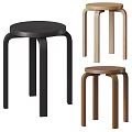 Modern Wooden Stools With Simple Leg Design And Black Brown Colors