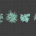 Various Winter Trees Featuring Snow Covered Branches and Red Fruits 3d model