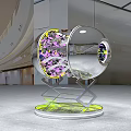 Transparent Sphere With Colorful Crystal Structure On Geometric Stand In Modern Exhibition Hall Interior