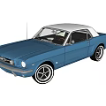 Classic Blue Two Door Car With White Roof And White Rims On Black Background
