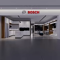 BOSCH Kitchen Appliances Showroom With Display Cabinets And Modern Interior 3d model
