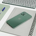 Modern Desktop Computer Setup With Monitor Keyboard Mouse Headphones Phone Stand Notebooks And Green Plant