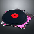 Vintage Stacked Vinyl Records With Pink Album Covers For Home Decor