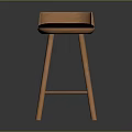 Modern Wooden Bar Stool With Dark Seat Cushion And Sturdy Legs