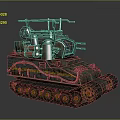 Armored Military Weapon Tank Featuring Tracks Cannons Antennas And Fuel Tanks