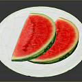 Two Fresh Juicy Red Watermelon Slices on a White Plate Ready to Eat
