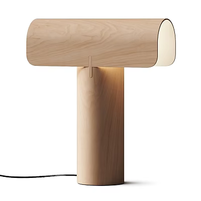 Natural Wooden Table Lamp with Modern Minimalist Design and Soft Warm Lighting 3d model