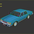 Classic Blue Vintage Sedan With Chrome Accents Shiny Silver Wheels And Reflective Surface