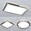 Modern Sleek Ceiling Light with Square Round Shapes Minimalist Metal Frame LED Lighting