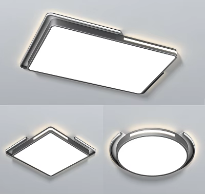 Modern Sleek Ceiling Light with Square Round Shapes Minimalist Metal Frame LED Lighting 3d model