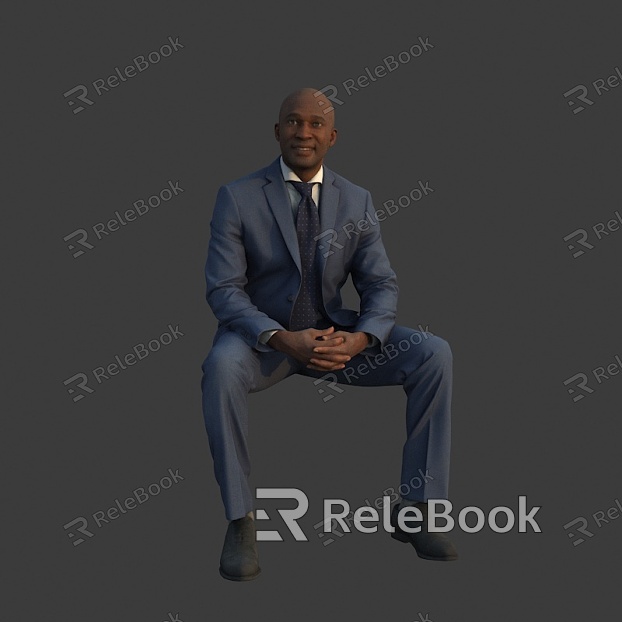 Sitting black man in a suit model