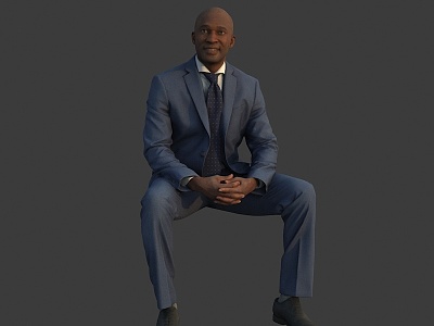 Sitting black man in a suit model