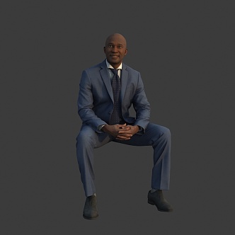 Sitting black man in a suit 3d model