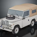 Vintage White Off Road Car Featuring Canvas Top Spare Tire on Front Classic Design