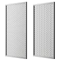 Modern Metal Room Divider With Perforated Panels And Spherical Decorative Bases