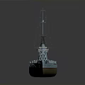 Historical Battleship Model With Masts Cannons Light Blue And Brown Color