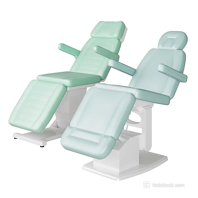 Light Green Adjustable Padded Armchair With White Base For Medical Use 3d model 
