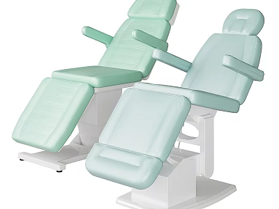 Light Green Adjustable Padded Armchair With White Base For Medical Use 3d model