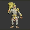 Muscular Gray Monkey Character Holding Golden Hammer With Golden Shoulder Armor And Patterned Belt