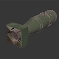 Green Military Bomb With Cylindrical Body And Square Front Structure 3d model