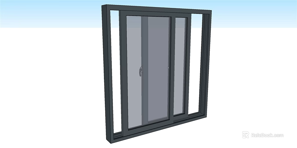Modern Black Frame Sliding Door With Clear Glass Panel And Sleek Design 3d model 