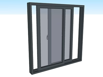 Modern Black Frame Sliding Door With Clear Glass Panel And Sleek Design 3d model
