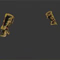 Ancient Weapon Arm Guards With Golden Decoration And Red Straps Traditional Design
