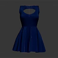 Stylish Blue Sleeveless Dress With Back Cutout And Pleated Skirt Design