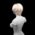 Game And Movie Character 3D Model With Blonde Short Hair No Facial Features Prominent Chest
