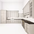 Modern White Kitchen Cabinets With Black Countertop And Island Interior Design